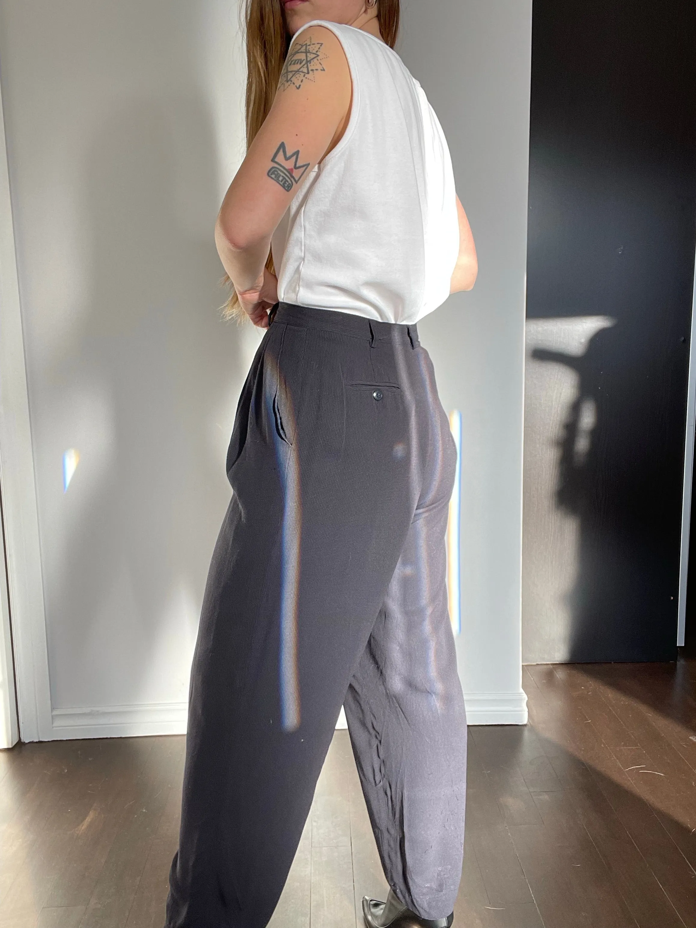 90s Comfy Ultra High Rise Patterned Trousers - 31