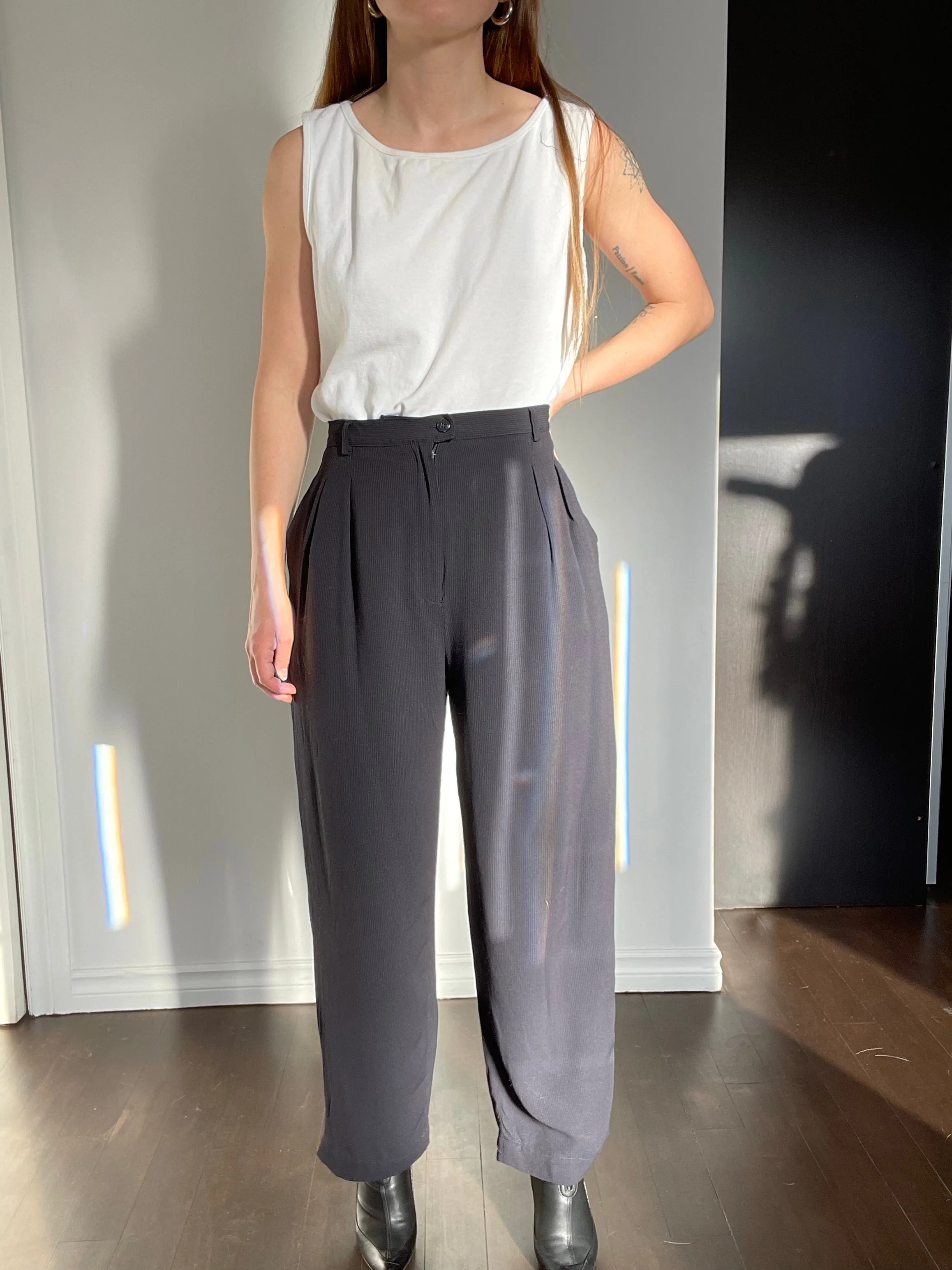 90s Comfy Ultra High Rise Patterned Trousers - 31