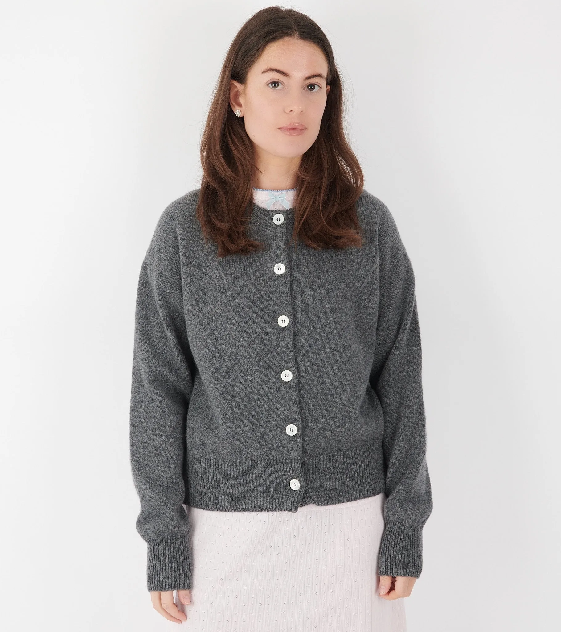 Ada Crewneck Cardigan Derby Grey
