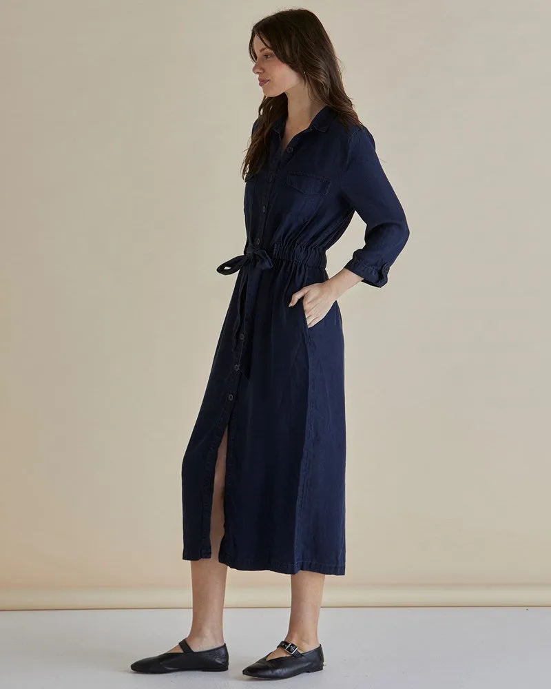 Betty Lyocell Shirt Dress - Dark Vintage Blue