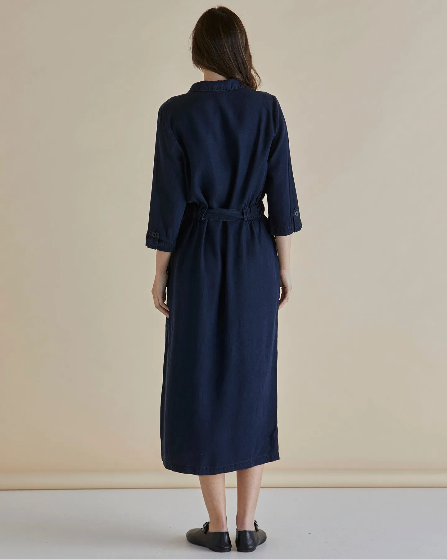 Betty Lyocell Shirt Dress - Dark Vintage Blue