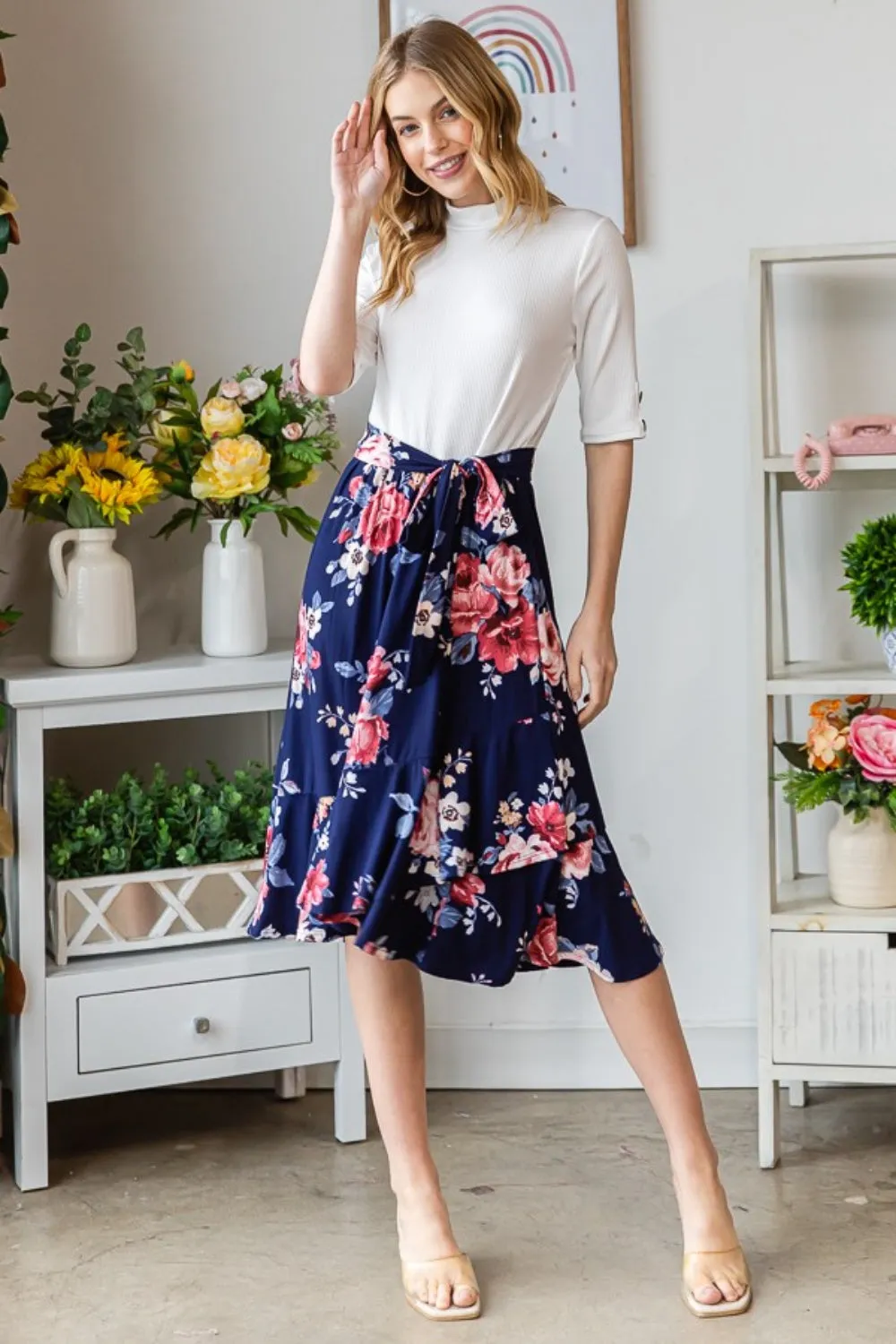 Blue Zone Planet |  Reborn J Floral Wrap Ruffled Skirt