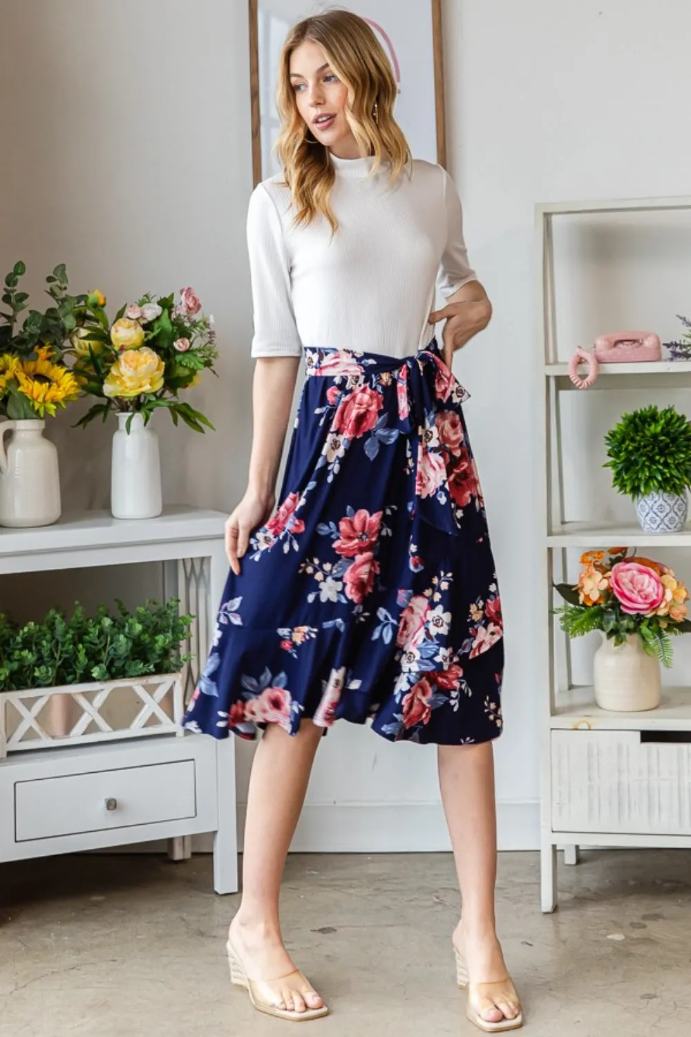 Blue Zone Planet |  Reborn J Floral Wrap Ruffled Skirt