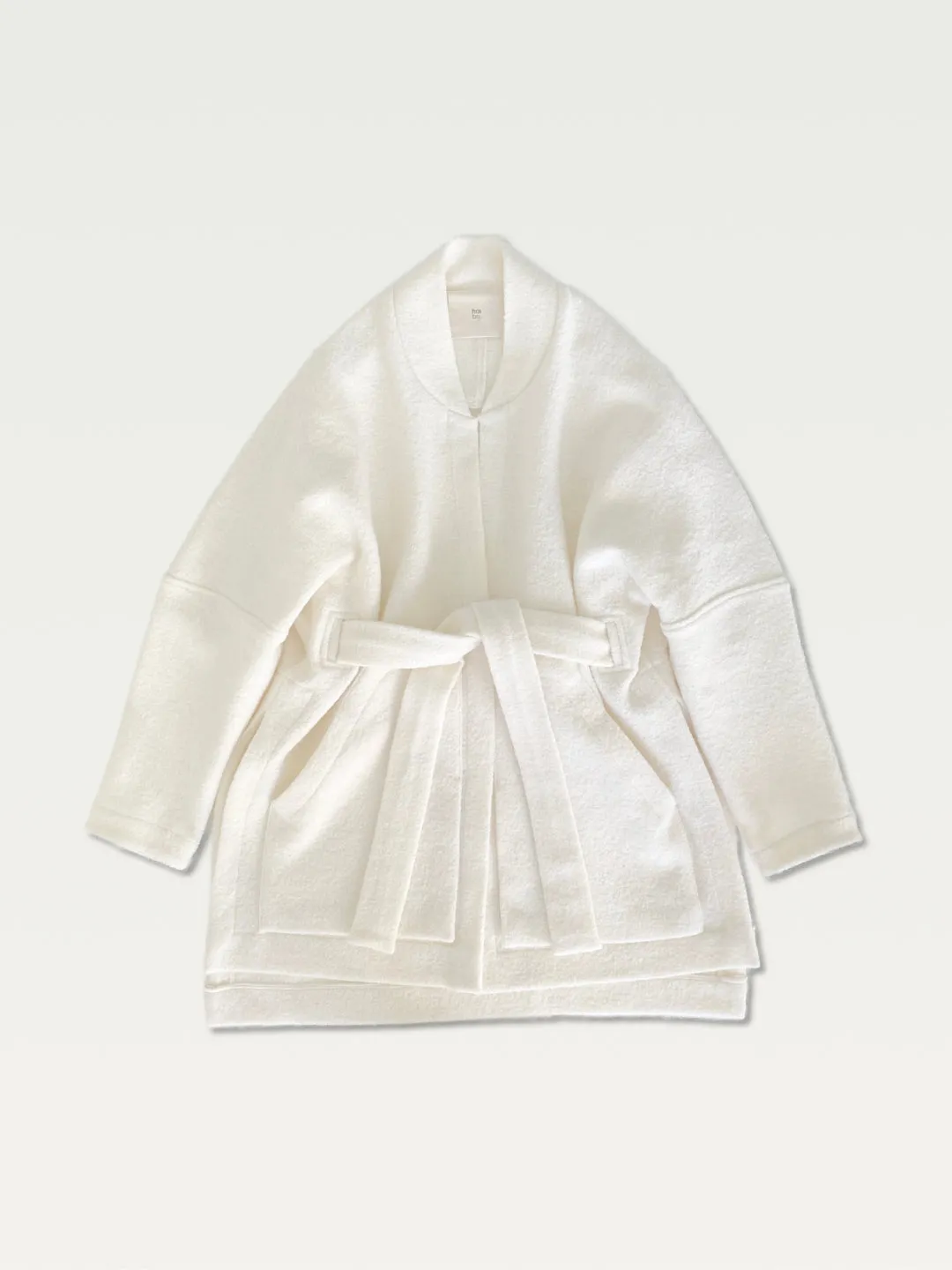 Boiled Wool A.D.C (All-day-cozy) Wrap Coat in Creamy