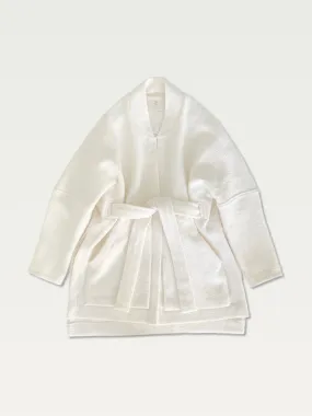 Boiled Wool A.D.C (All-day-cozy) Wrap Coat in Creamy
