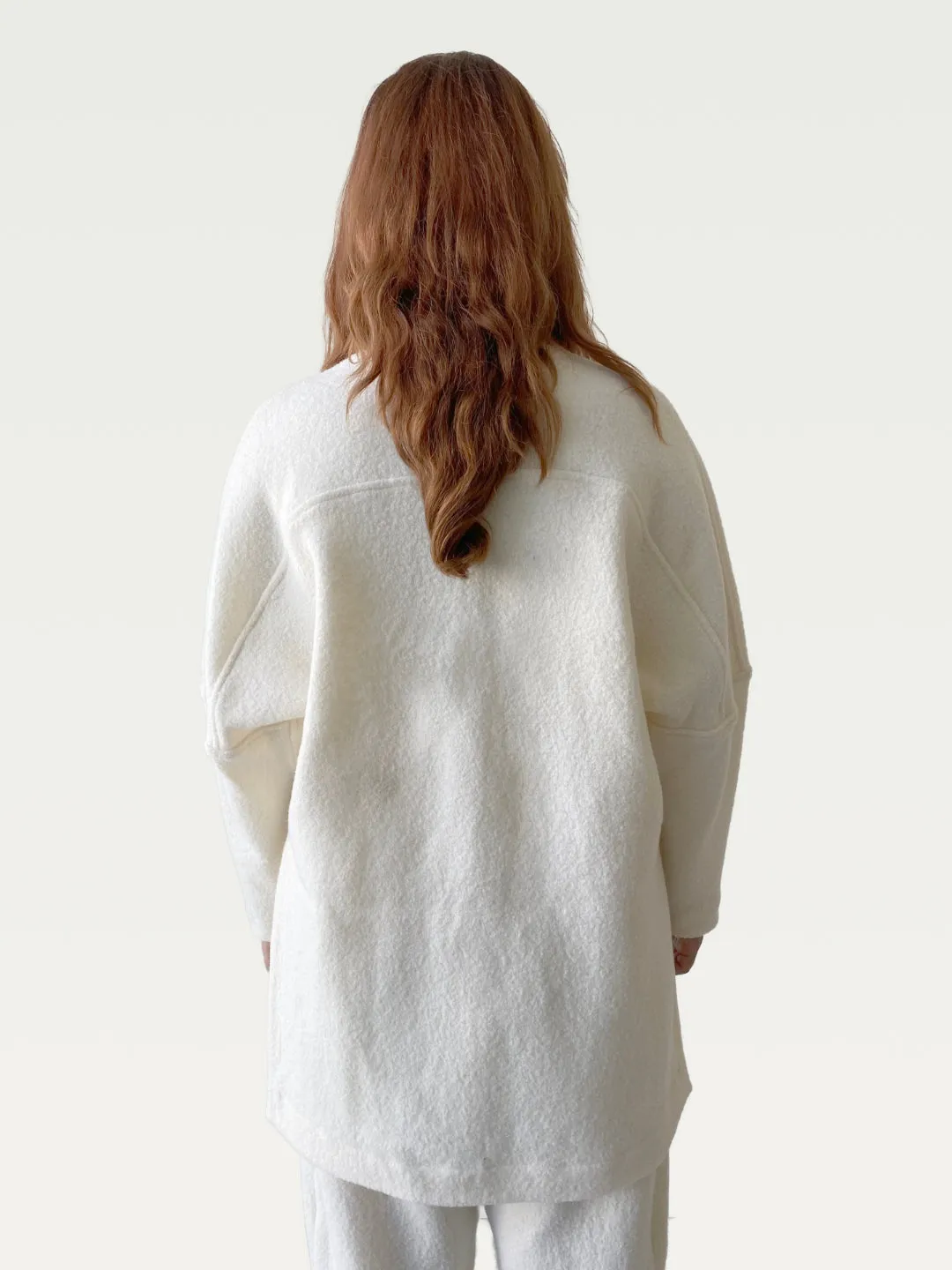 Boiled Wool A.D.C (All-day-cozy) Wrap Coat in Creamy