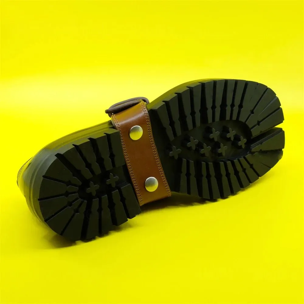Brown Belt Buckle Black Tabi Loafers