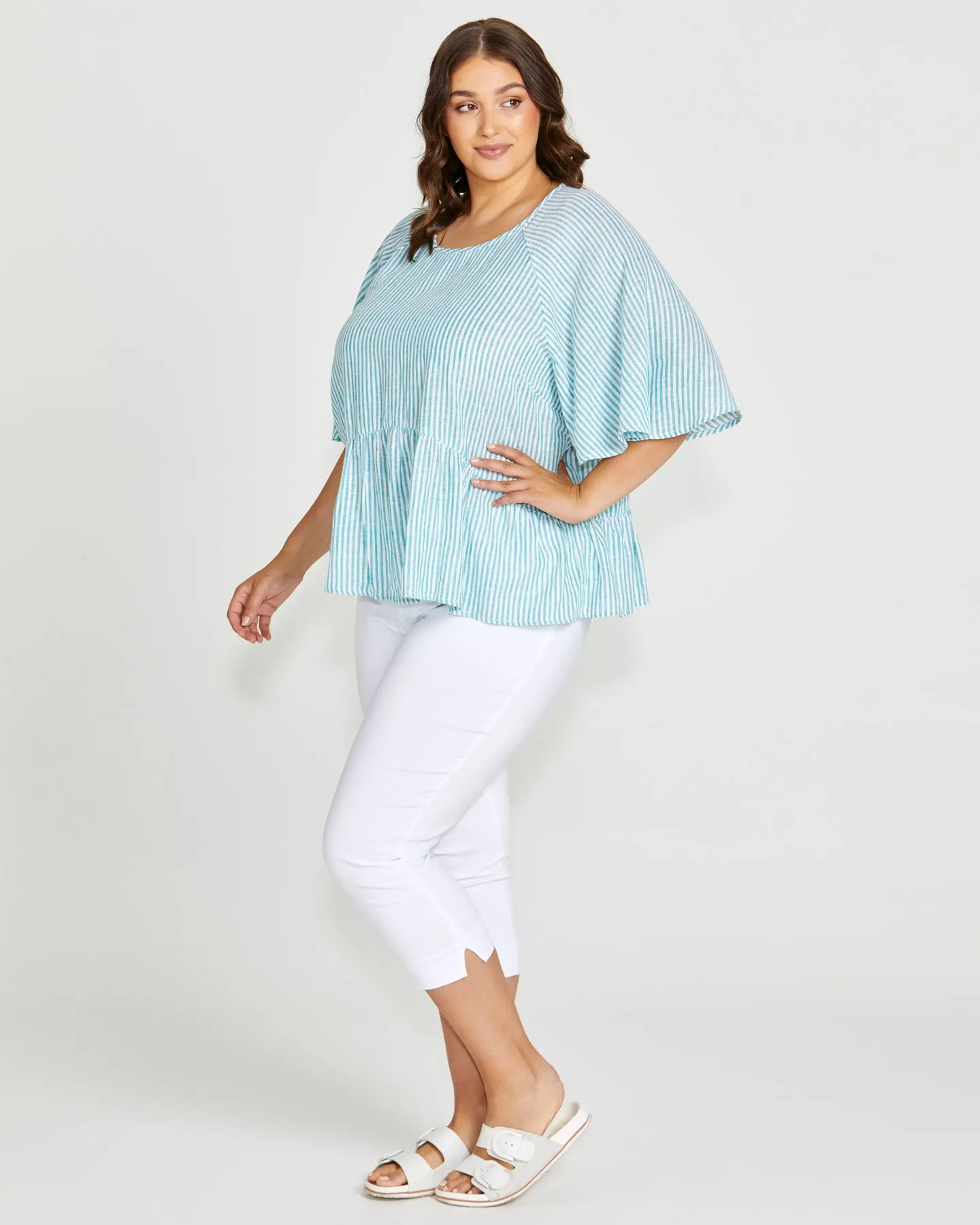 Cassandra Top - Teal Stripe