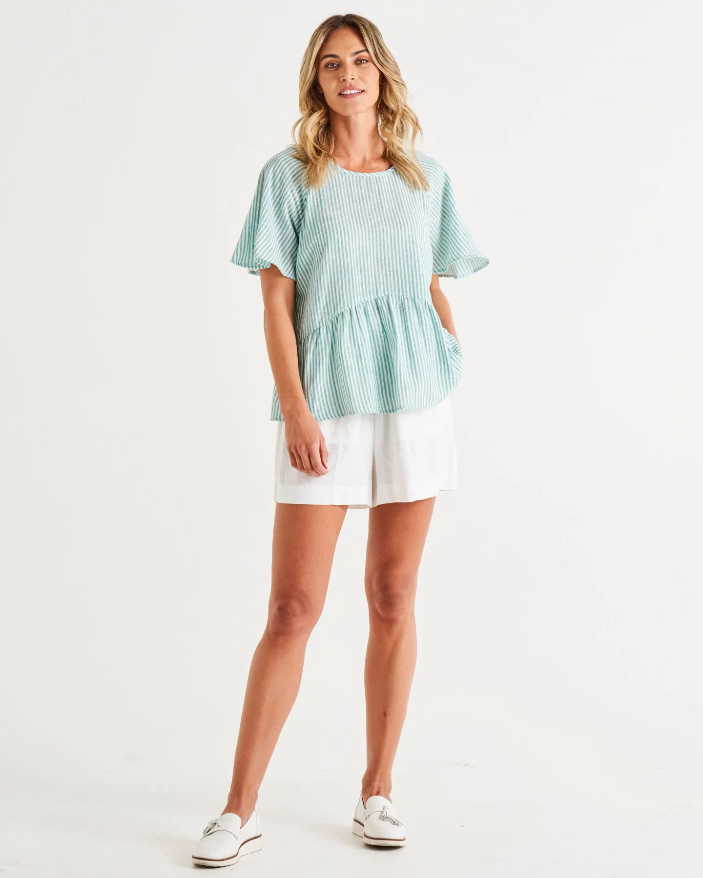 Cassandra Top - Teal Stripe