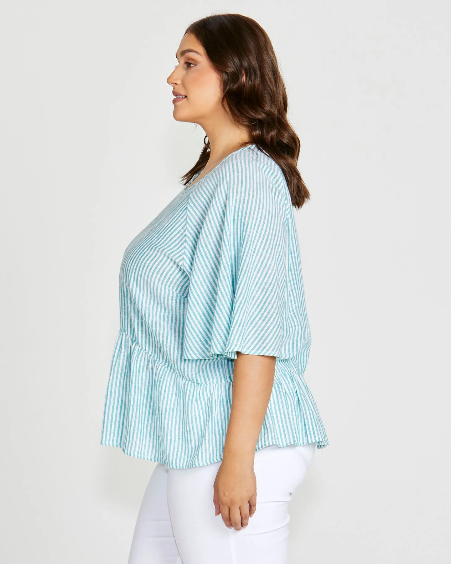 Cassandra Top - Teal Stripe
