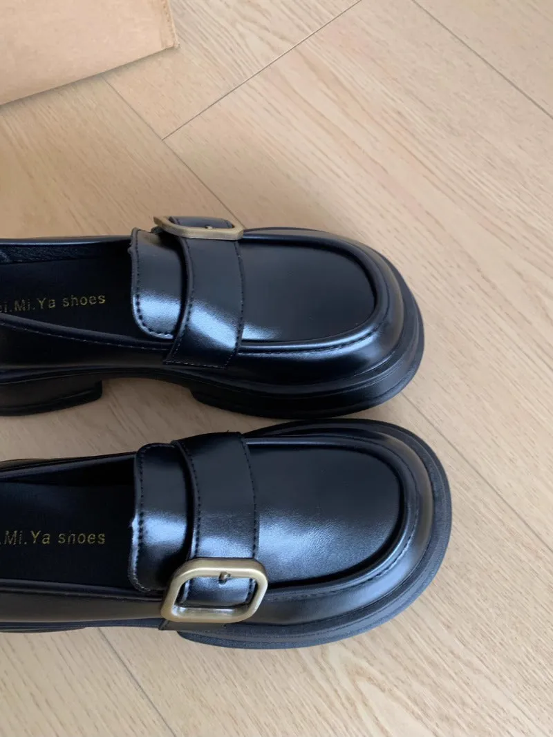 Classic Buckle Leather Loafers