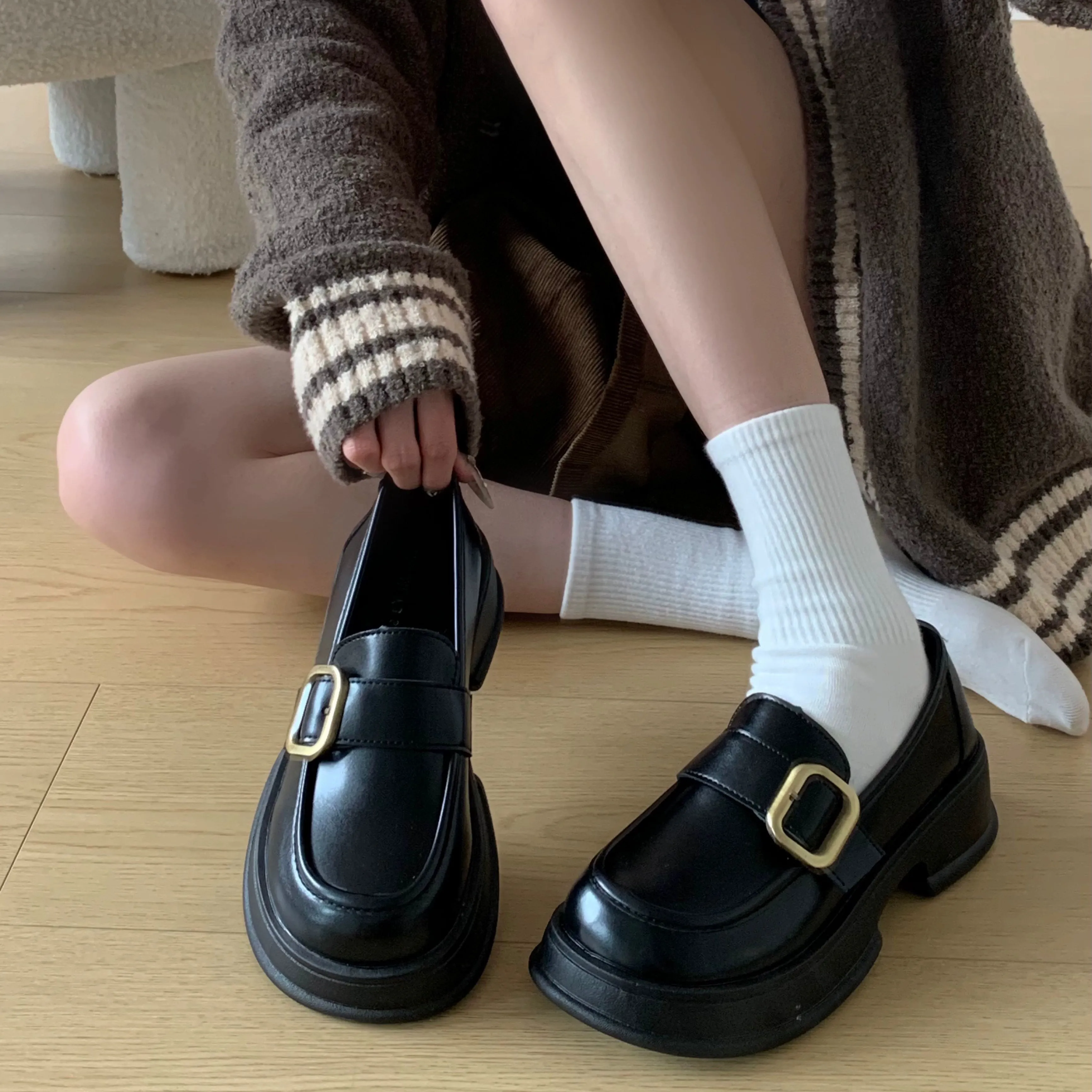 Classic Buckle Leather Loafers