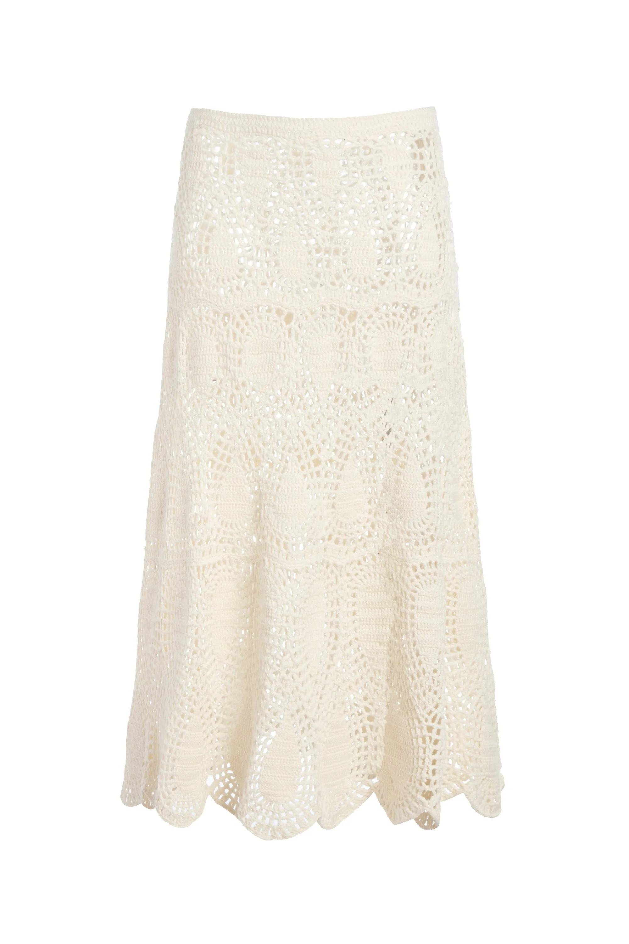 Cleo Crochet Skirt in Ivory Wool Cashmere