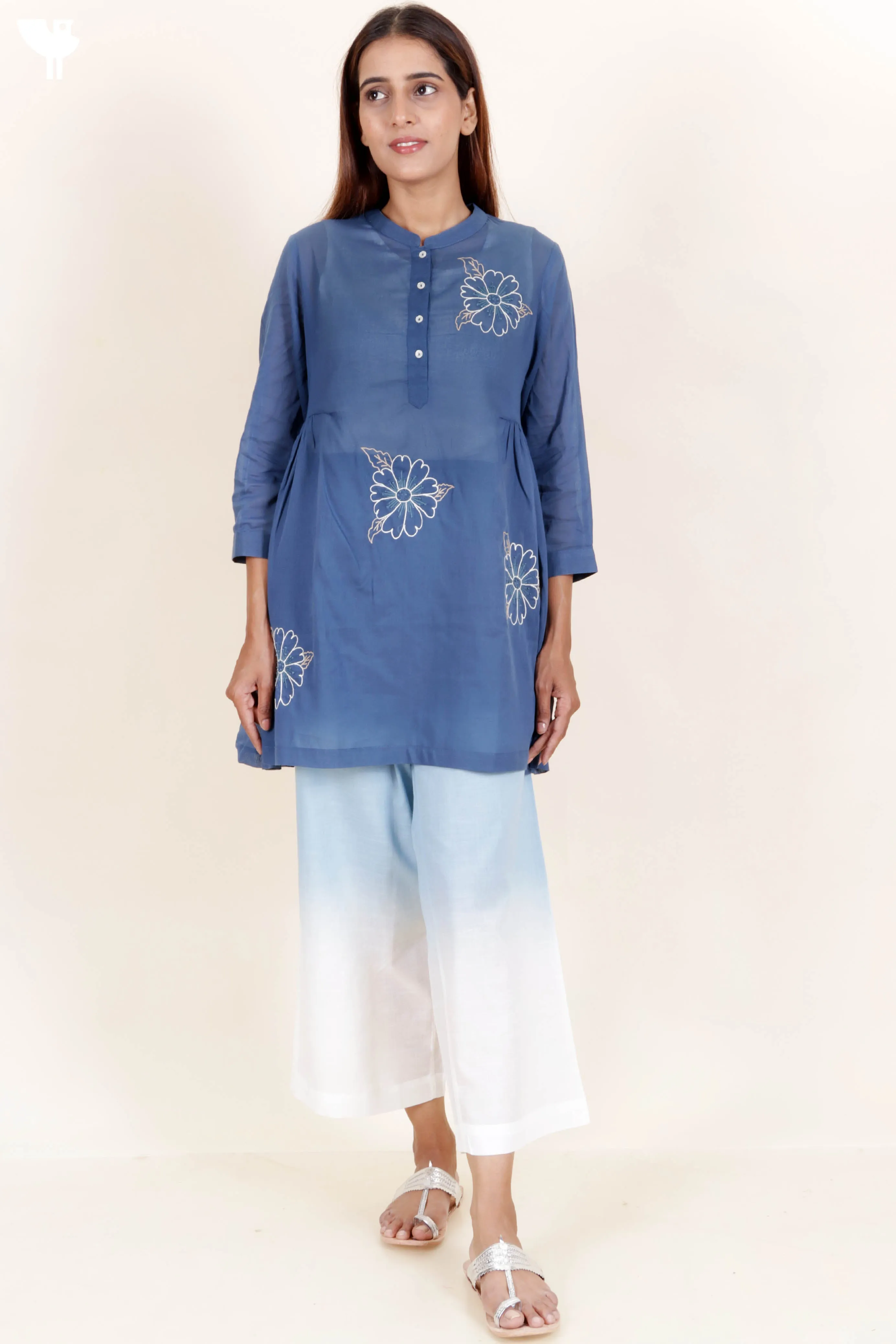 Cotton Co-Ord Set With Floral Embroidery