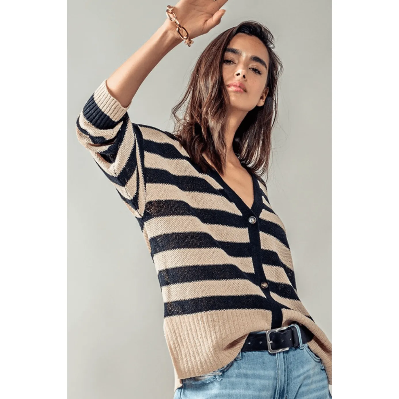 Cozy and Free Striped Cardigan