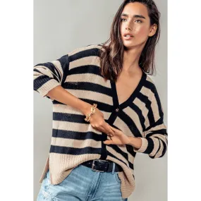 Cozy and Free Striped Cardigan