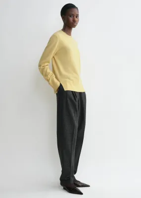 Crew-neck cashmere knit soft yellow