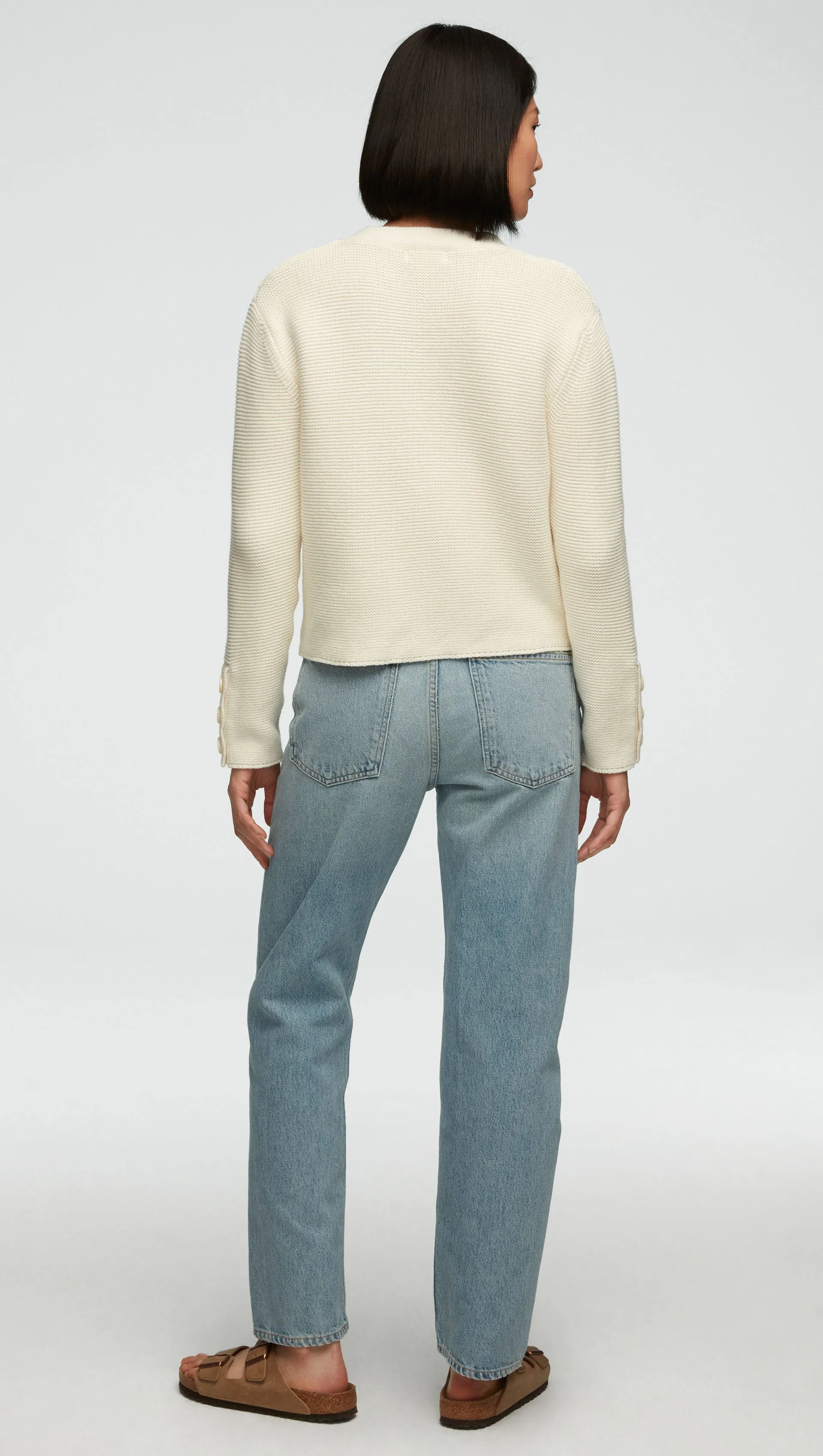 Cropped Cardigan in Cotton Cashmere | Ivory