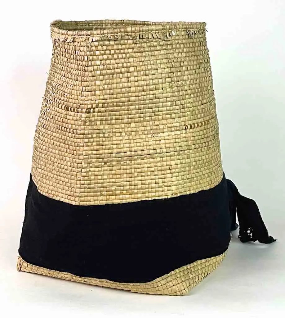 Deep Flexible Swampgrass Basket, Cloth Accent - Benin