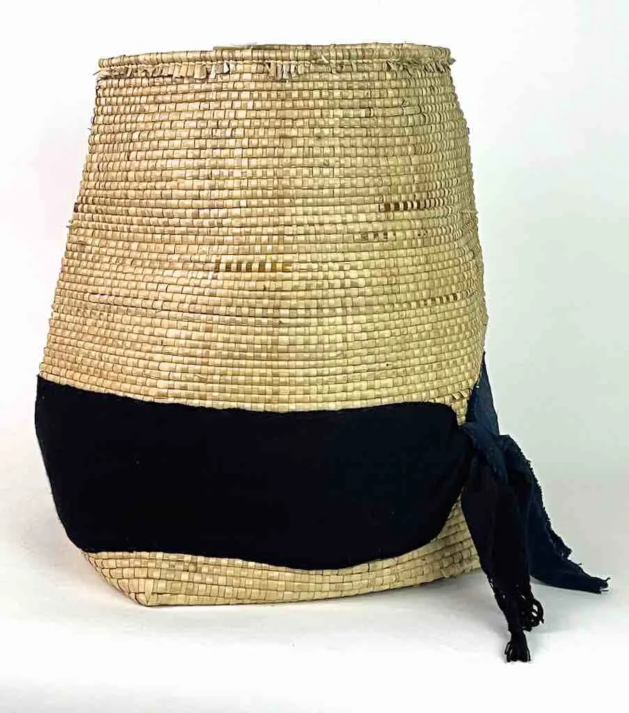 Deep Flexible Swampgrass Basket, Cloth Accent - Benin