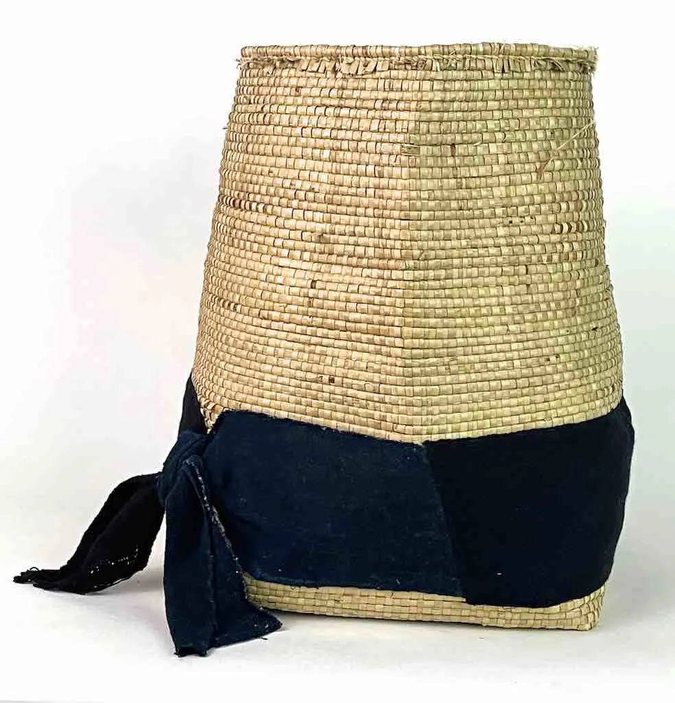 Deep Flexible Swampgrass Basket, Cloth Accent - Benin