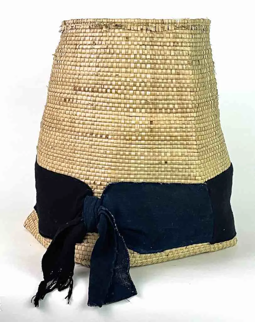 Deep Flexible Swampgrass Basket, Cloth Accent - Benin