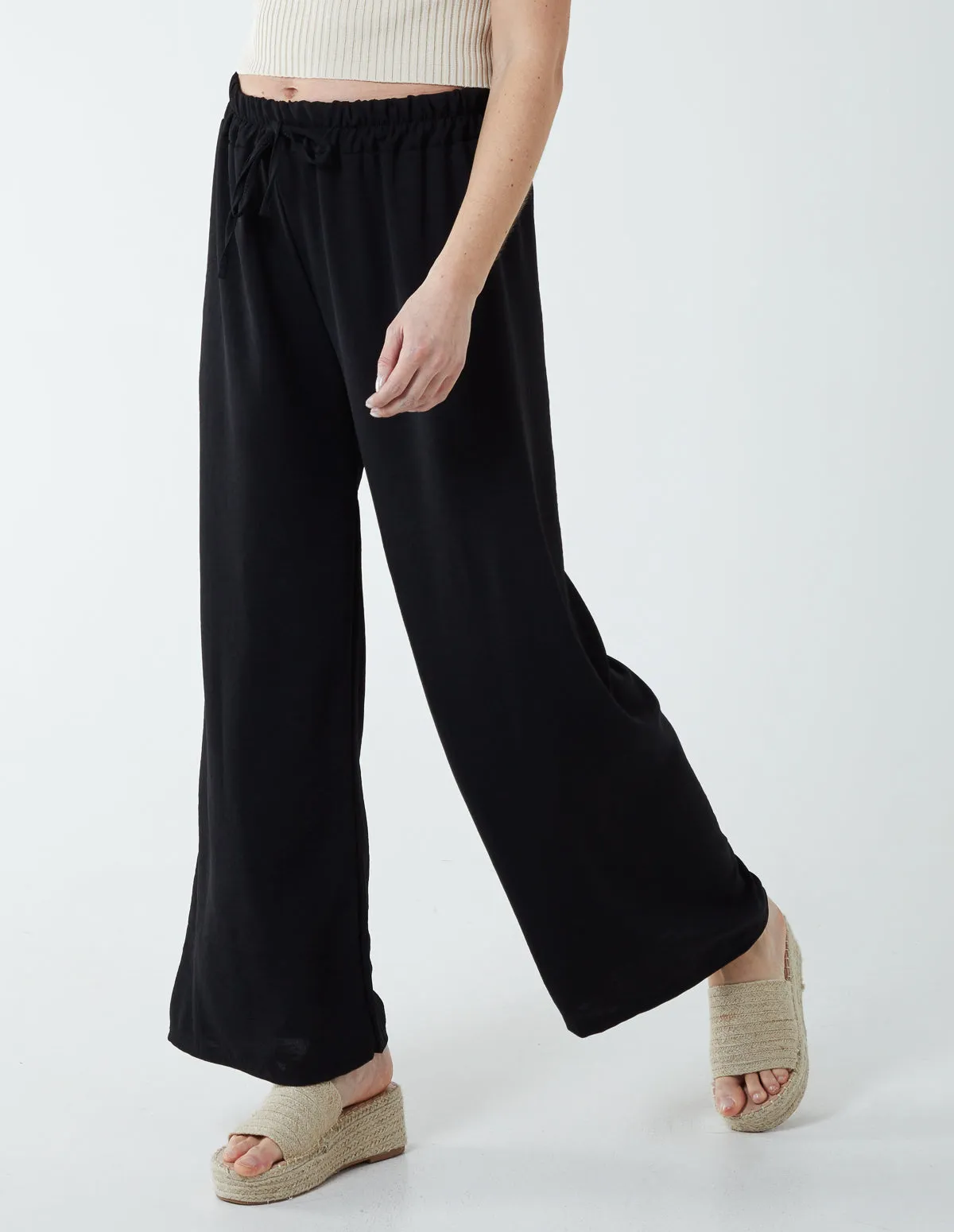 Drawstring Wide Leg Trousers