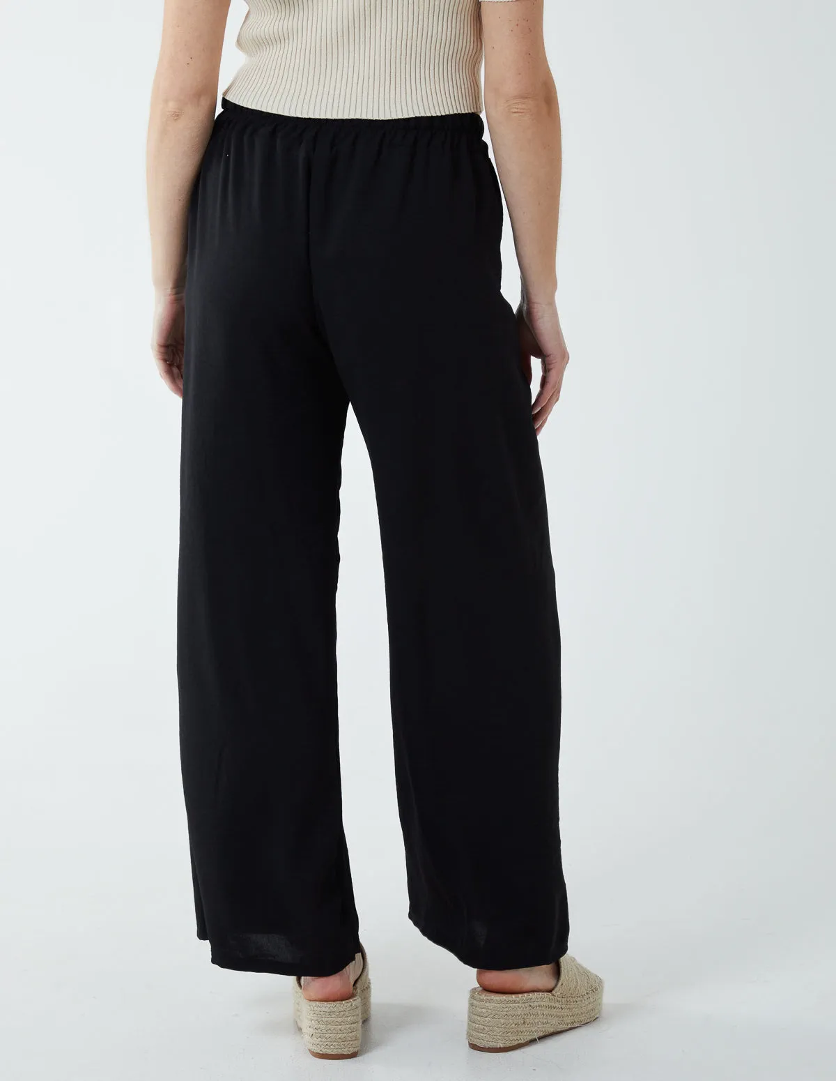 Drawstring Wide Leg Trousers