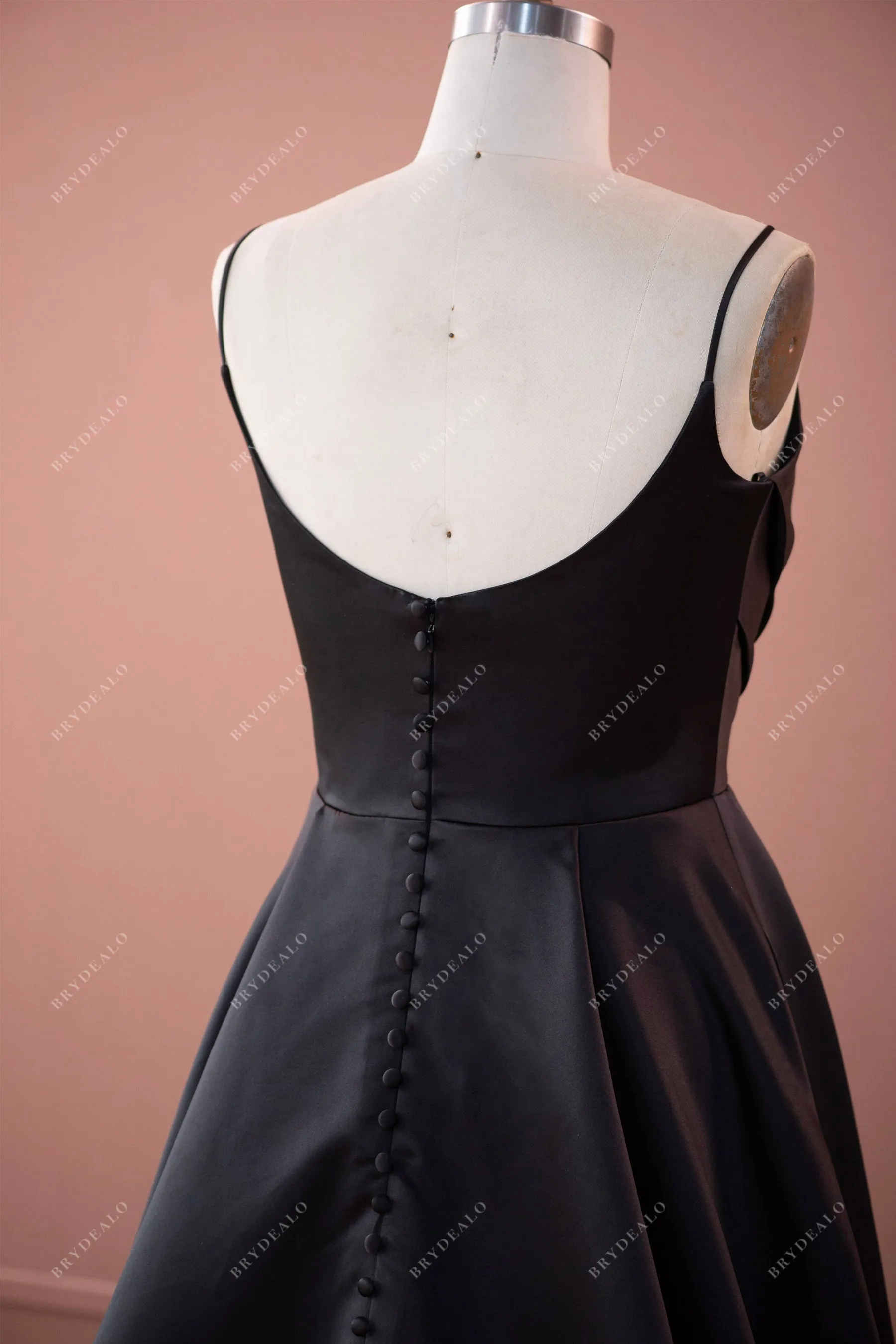 Elegant Chic Black Satin Wedding Dress