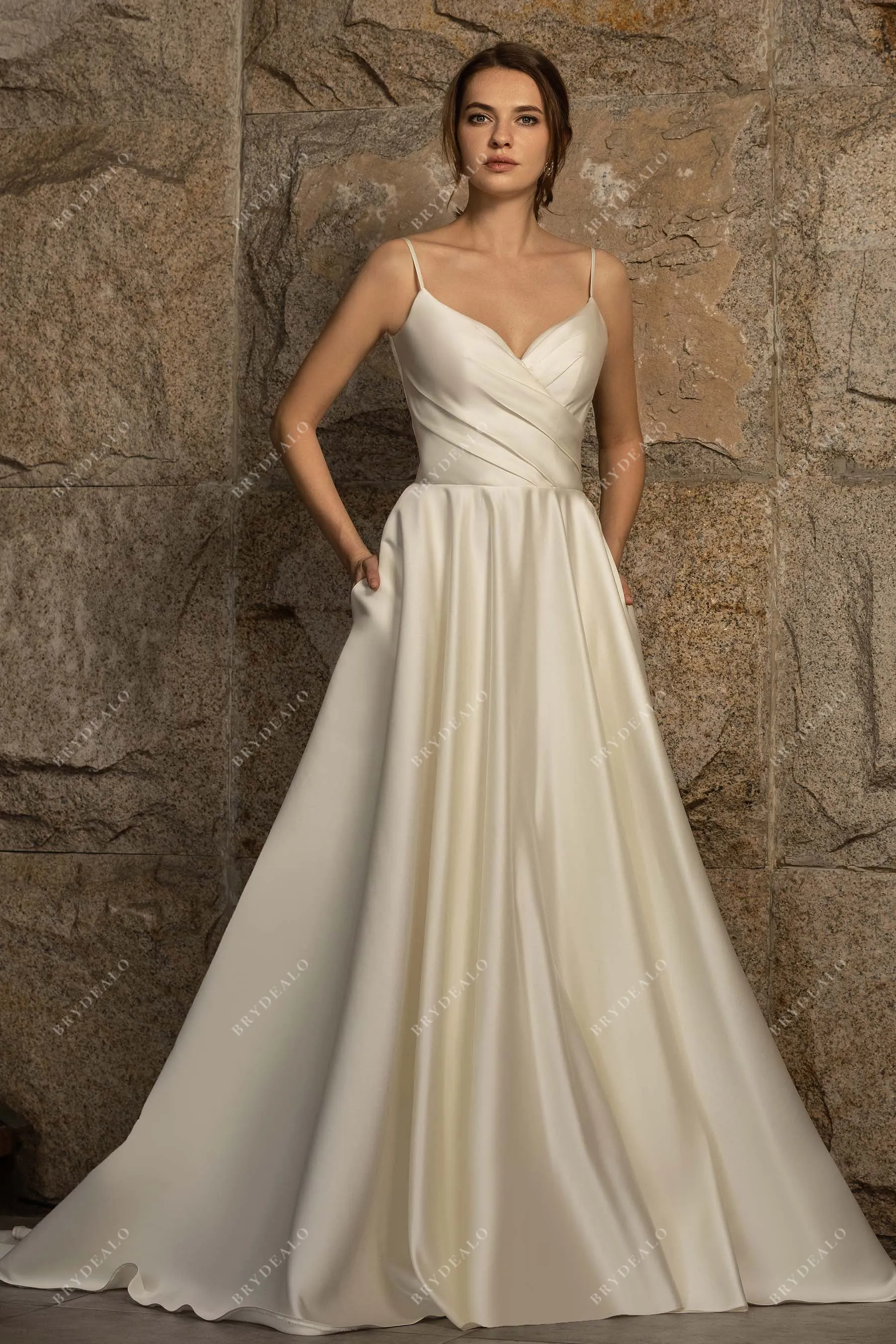 Elegant Chic Black Satin Wedding Dress