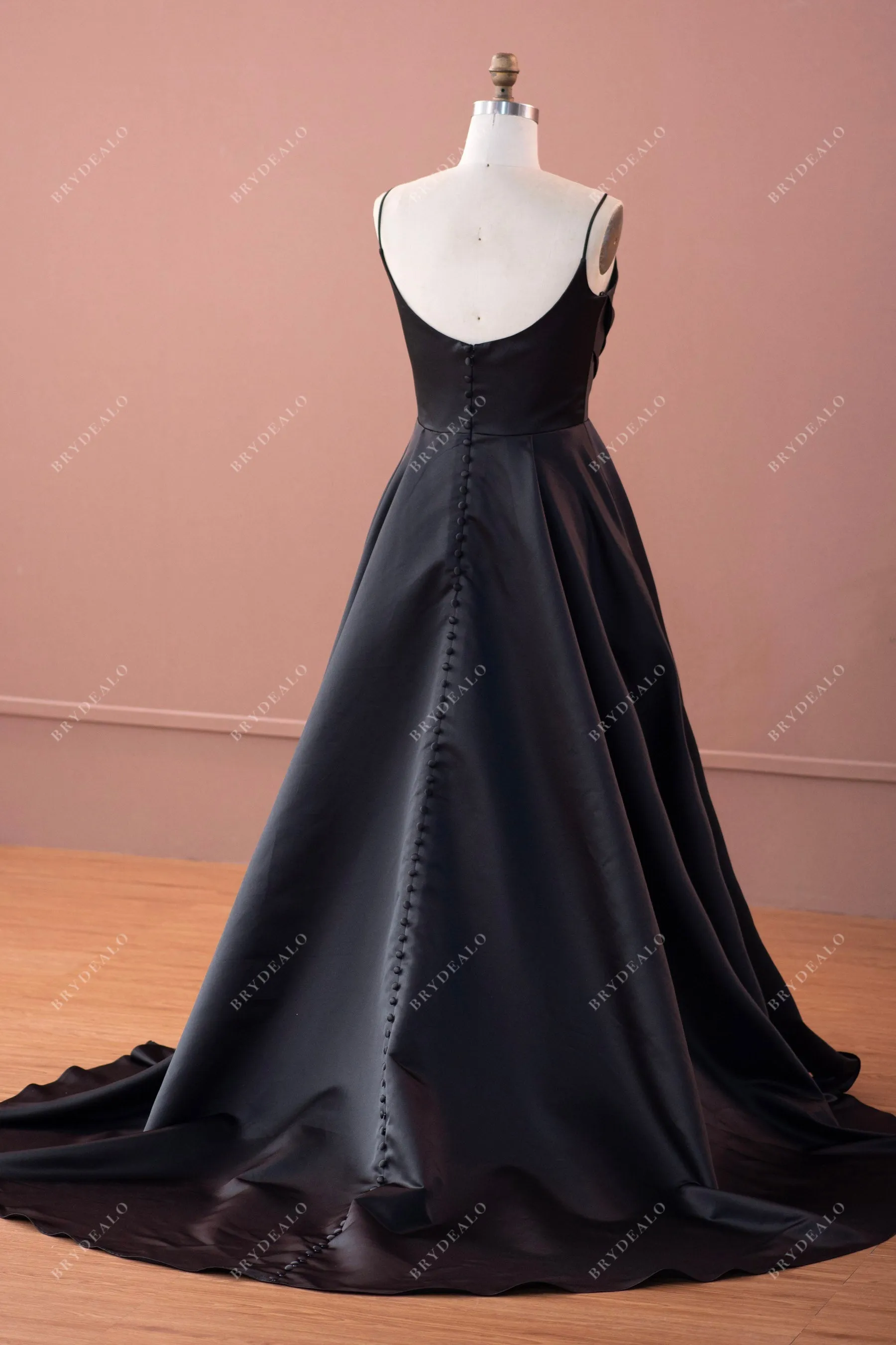 Elegant Chic Black Satin Wedding Dress