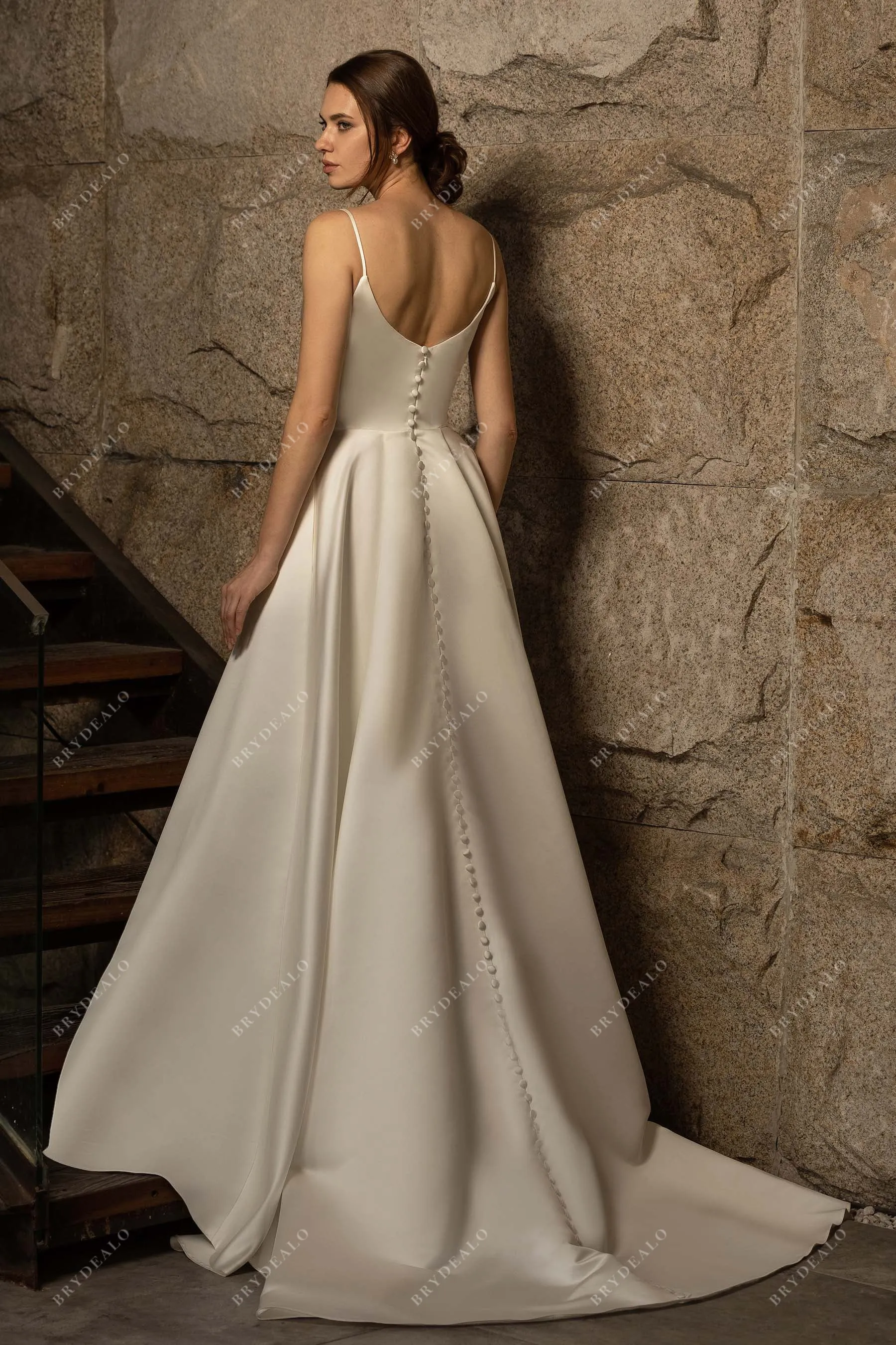 Elegant Chic Black Satin Wedding Dress