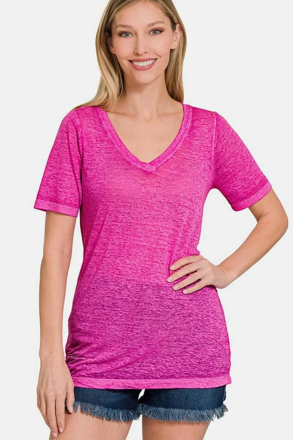 Elegant V-Neck Essential Tee - A Versatile Wardrobe Staple