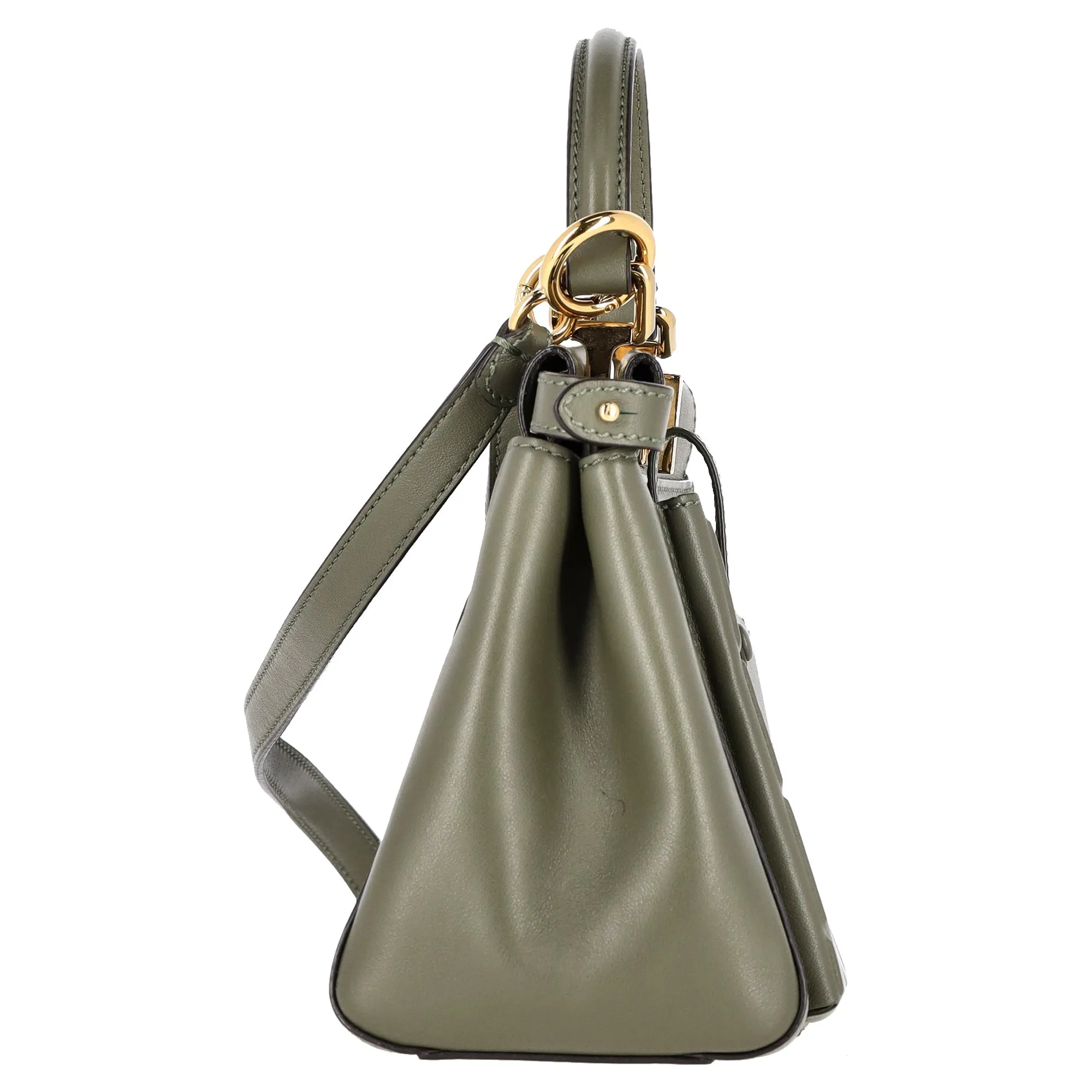 Fendi Mini Peekaboo Utility Bag in Green Leather