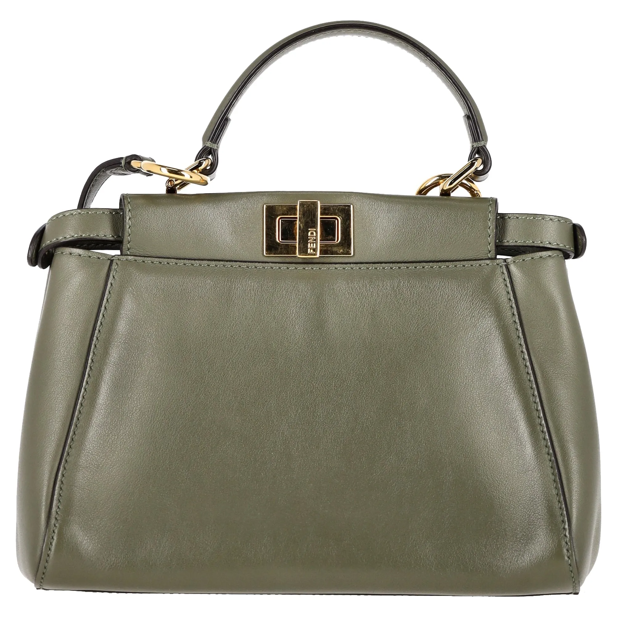 Fendi Mini Peekaboo Utility Bag in Green Leather