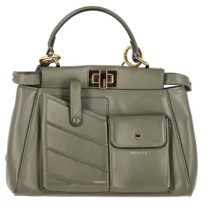 Fendi Mini Peekaboo Utility Bag in Green Leather