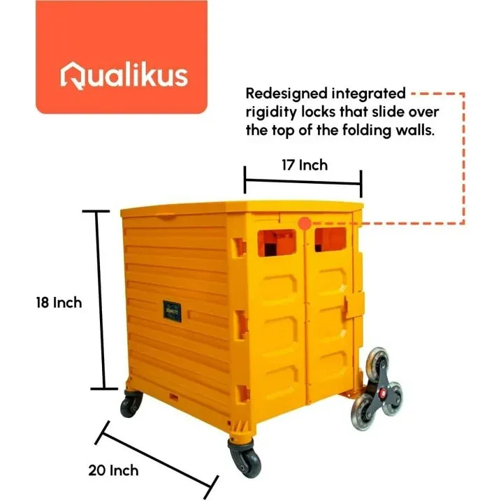 Foldable Rolling Carts with Wheels, Heavy Duty 4 Wheeled Stair Climber Rolling Utility Collapsible Trolley Pull Cart with Handle for Parents, Students, Teachers - Foldable Crate.