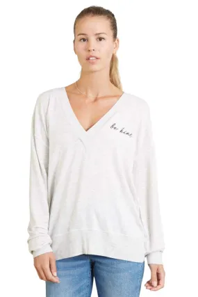 Good Hyouman Kyline Be Kind V Neck Sweatshirt- Natural