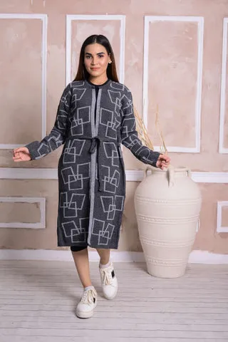 Imported Front Open Davy Gray Cozy Belted Cardigan Sweater - (CGN22)