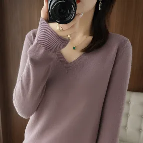 Ivyshape | Comfortable V-neck knitted sweater