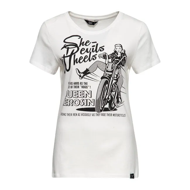 King Kerosin Queen Kerosin Happy Wife Ladies T-Shirt Off White
