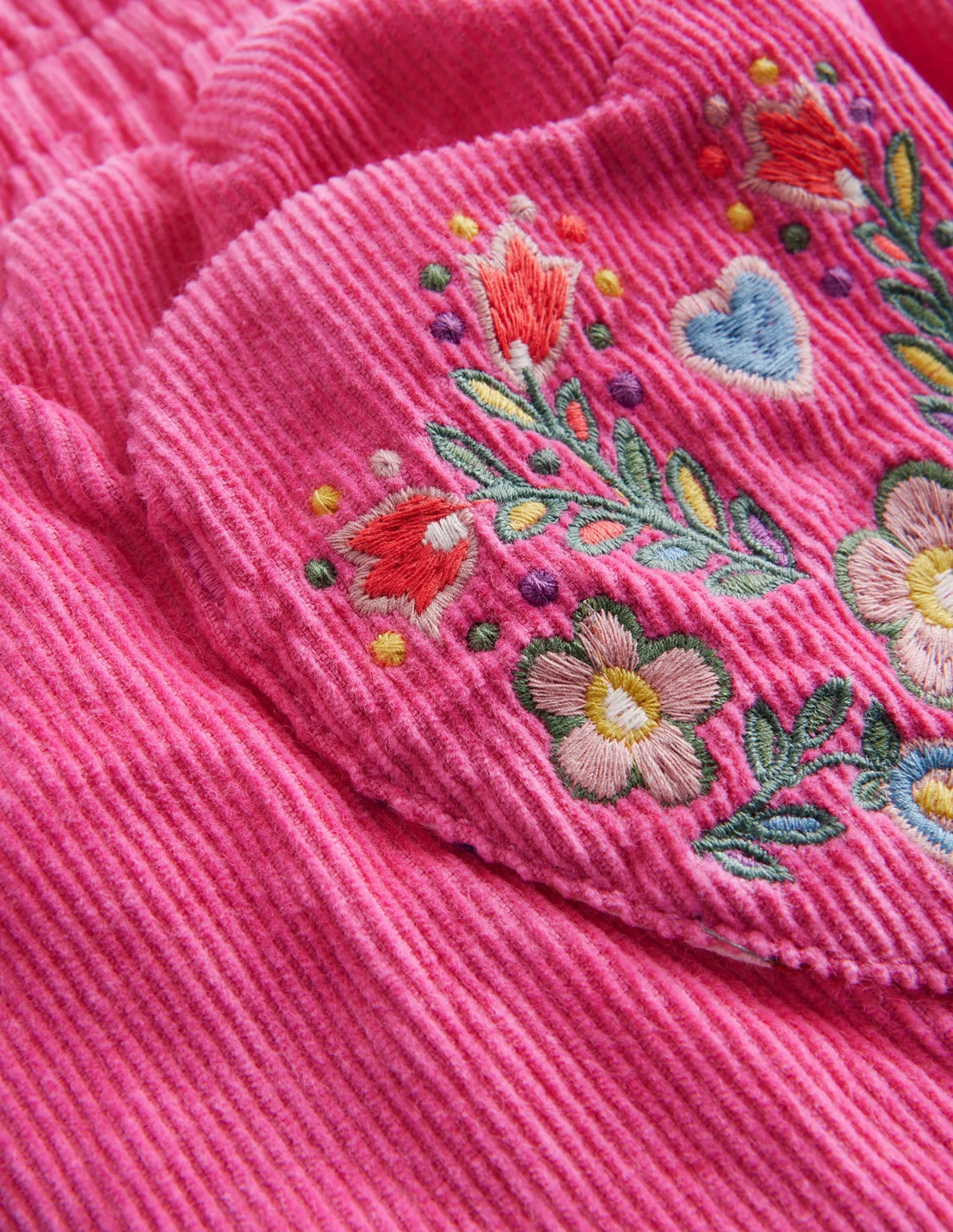 Lined Cord Pull-On Trousers-Mid Pink