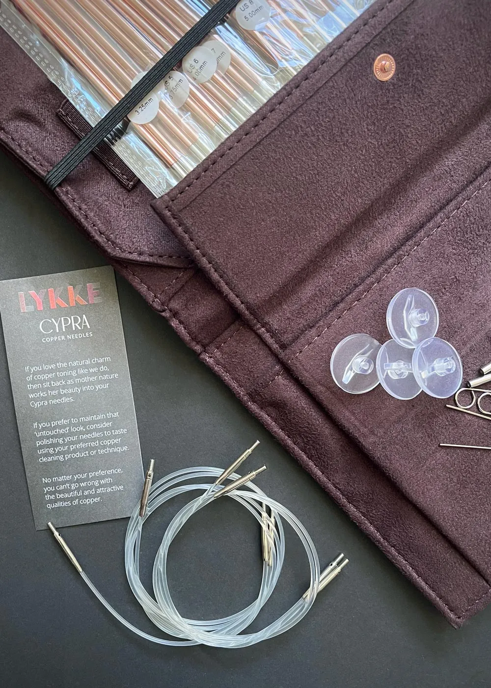 Lykke 5" Knitting Needle Set. CYPRA COPPER