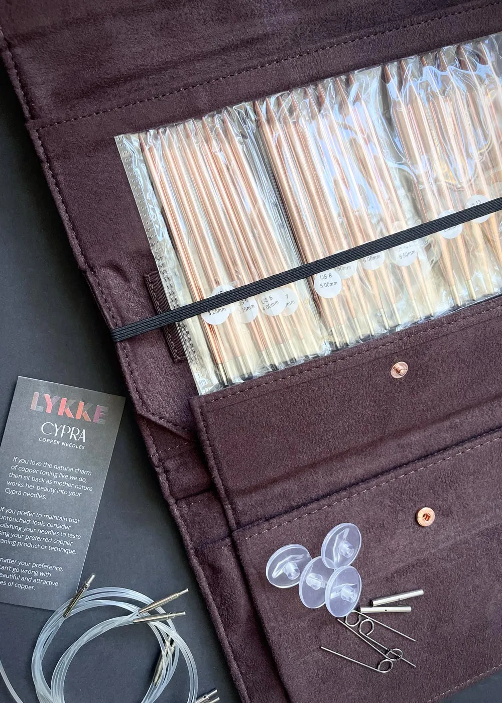 Lykke 5" Knitting Needle Set. CYPRA COPPER