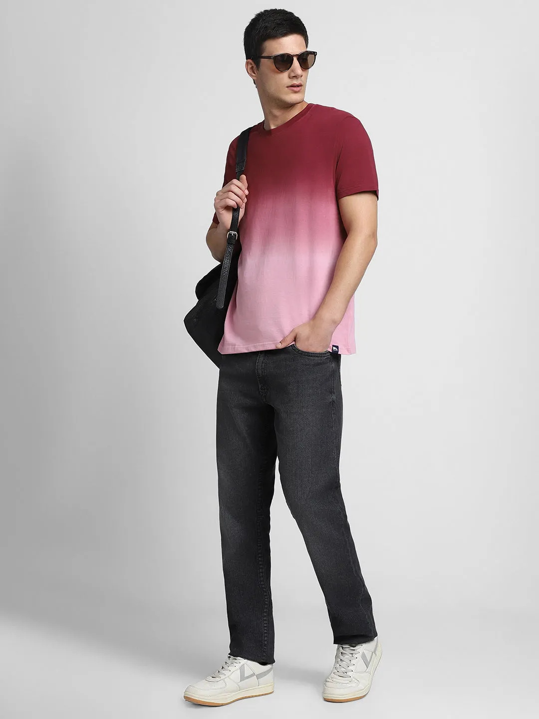 Men's Crew Neck Dyed Half sleeves Red T-Shirt