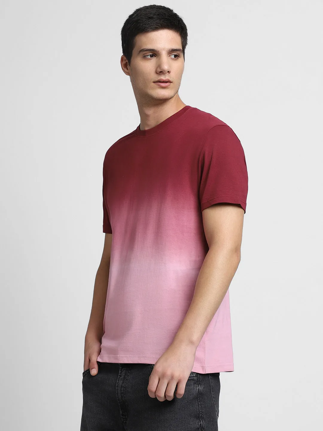 Men's Crew Neck Dyed Half sleeves Red T-Shirt