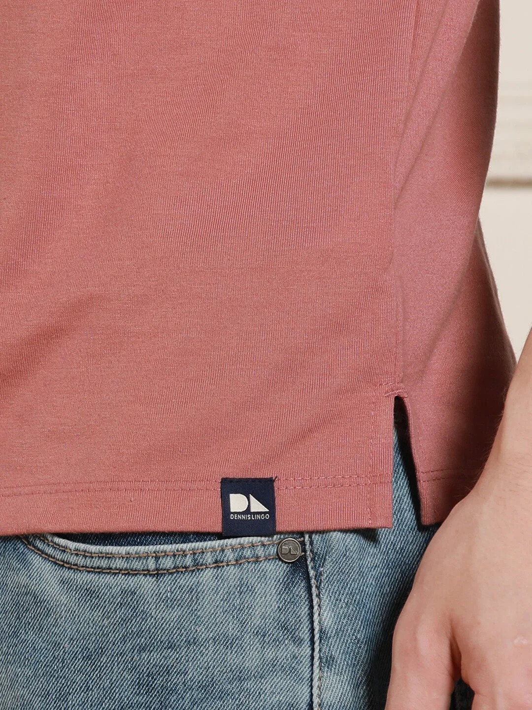 Men's Pink Solid Polo Collar Half Sleeves Casual T-Shirt