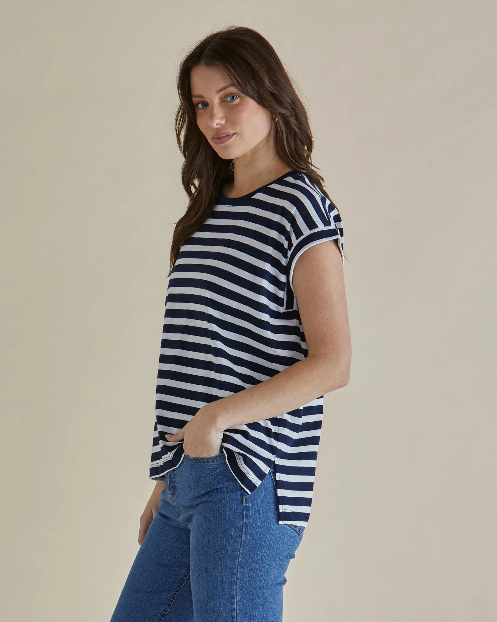 Michaela Tee - Navy Stripe
