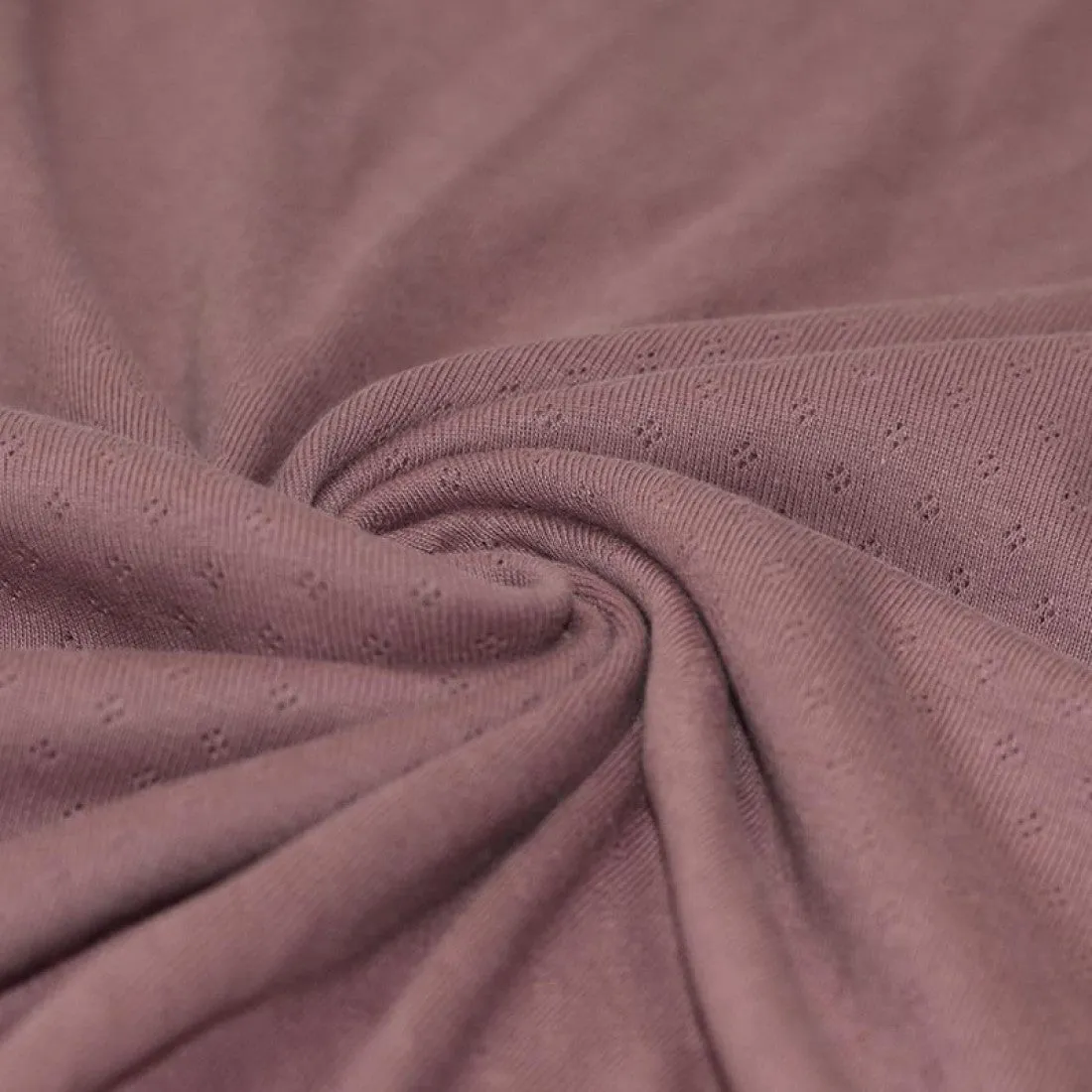 OLD MAUVE MINI DIAMOND POINTELLE 100% COTTON JERSEY PER METRE