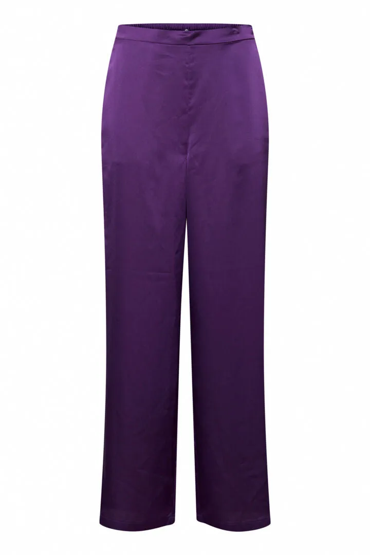 ONLINE ONLY Bellis Satin Wide Leg Trousers Violet Indigo